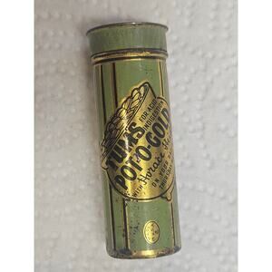 Vintage Tums Pot-O-Gold Green and Gold Tin Adjusting Tin